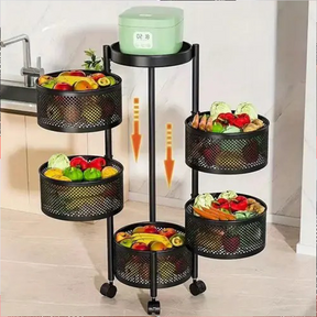 [Llevá 2 y Pagá 1] Frutera MetalRack Giratoria de Acero Inoxidable (4/5 Niveles) + ¡Regalo: Kit de Potes Herméticos!